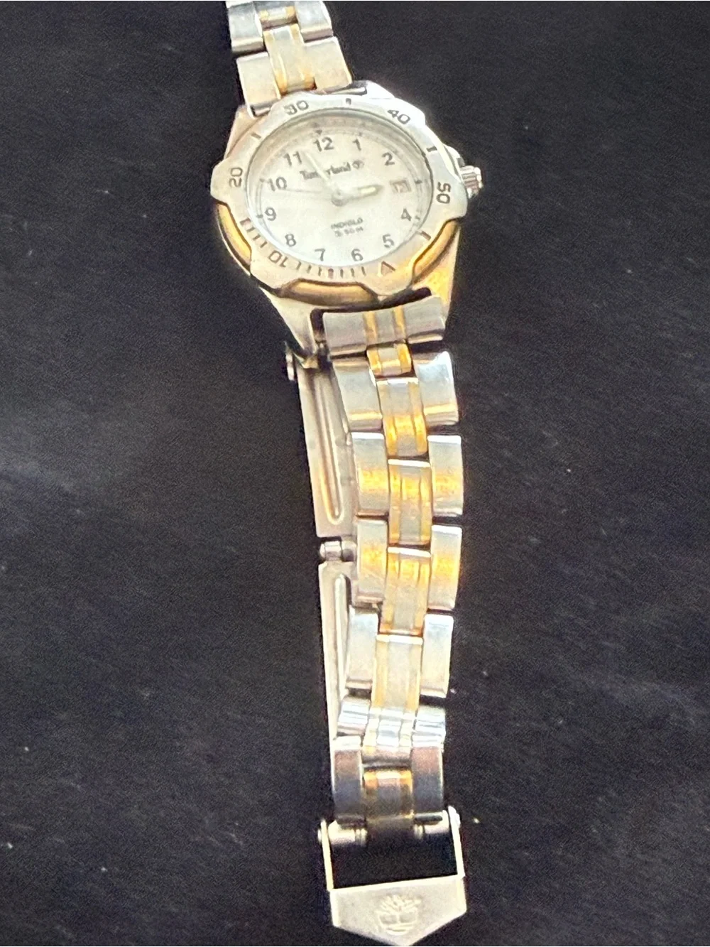 TIMBERLAND Men’s INDIGLO Date WR 50m Silver Tone Link Band New Battery Working